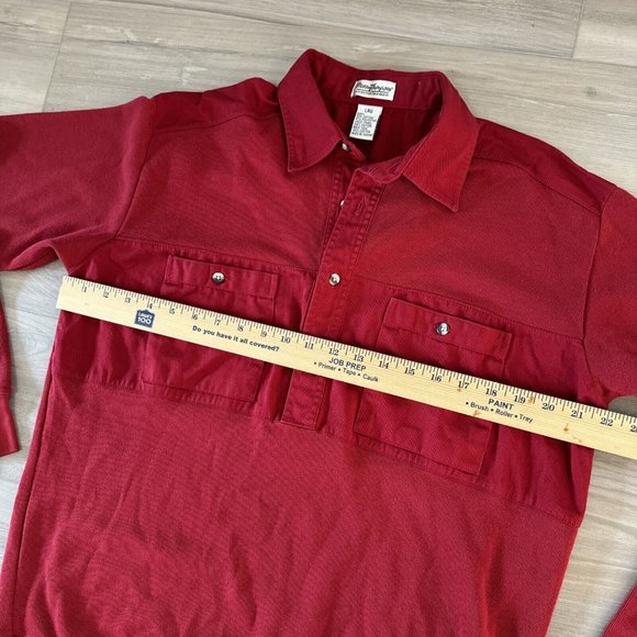 Vintage Norm Thompson Mens Long Sleeve Red Golf Polo Sweater Shirt Size Large - Picture 3 of 9